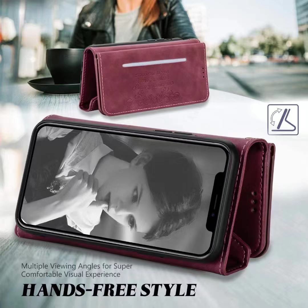 Luxury Leather Case for iPhone leather case built-in kickstand showing hands-free viewing angle for video calls