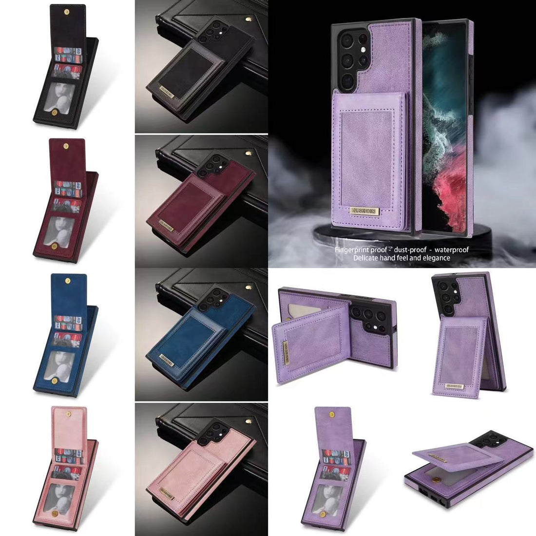 RFID Case For Samsung Galaxy S23 S22 S21 S20 Series Luxury Leather Stand Card Slot Case