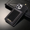 Wobomatic black leather iPhone 16 15 RFID blocking flip case with card slots