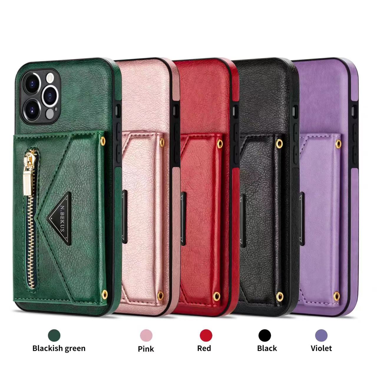 Wobomatic iPhone 16 15 leather crossbody wallet case - color selection overview
