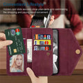 Wobomatic iPhone 17 16 15 wine red leather wallet case card slots and magnetic closure detail