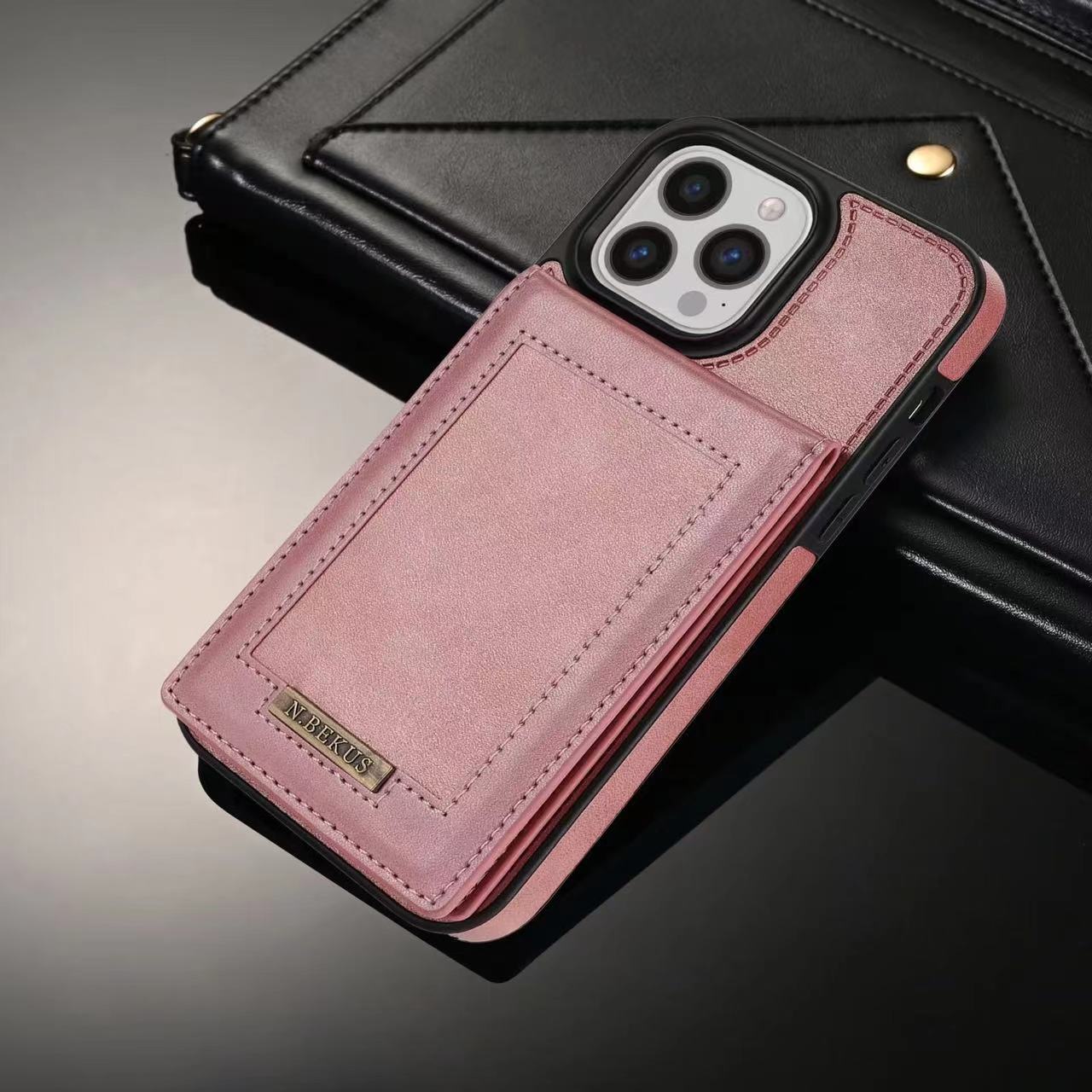 Wobomatic rose gold leather iPhone 16 15 RFID blocking flip case
