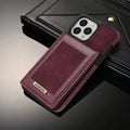 Wobomatic wine red leather iPhone 16 15 RFID blocking flip case
